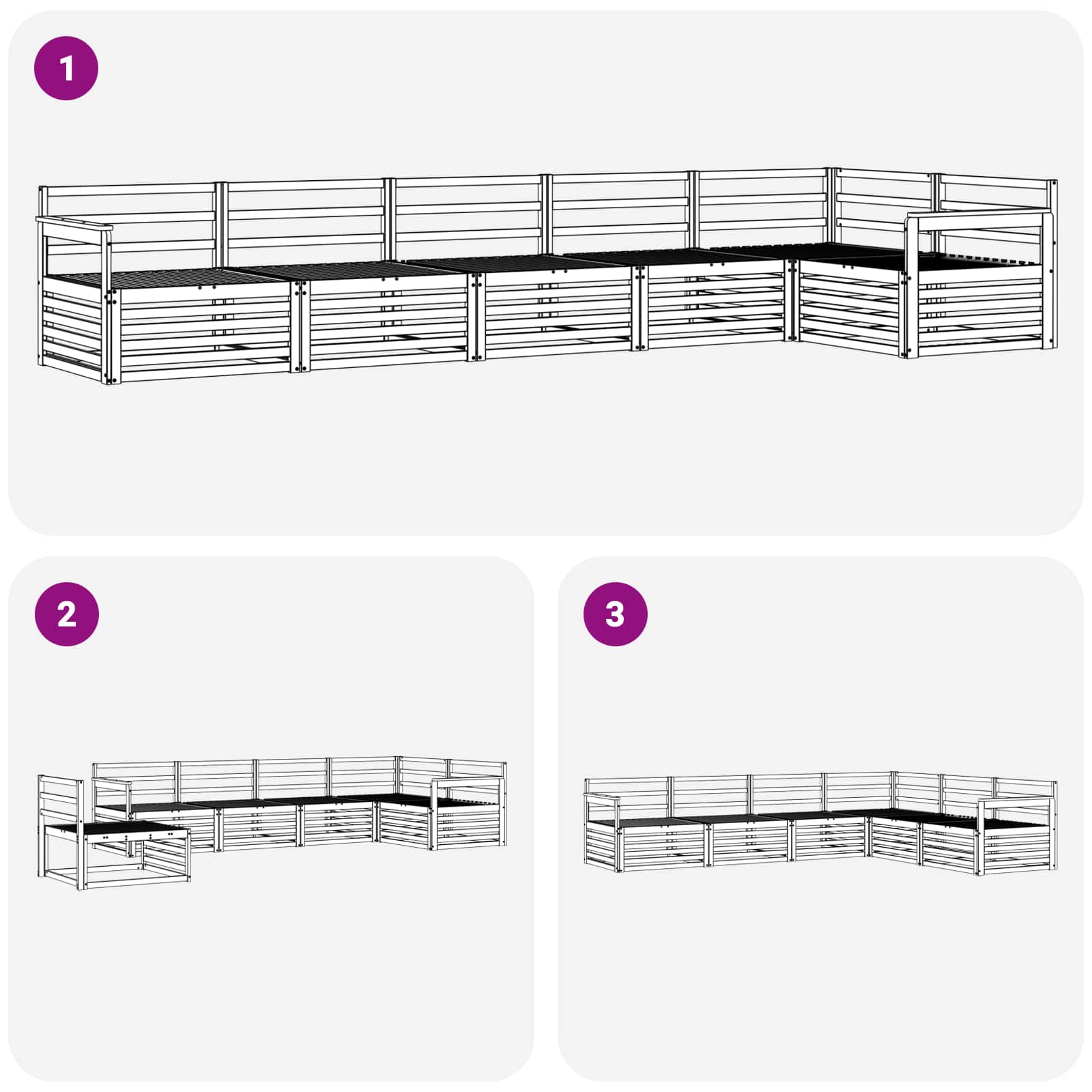 Outdoor-Sofagarnitur 6 pcs Natur Massivholz Akazie