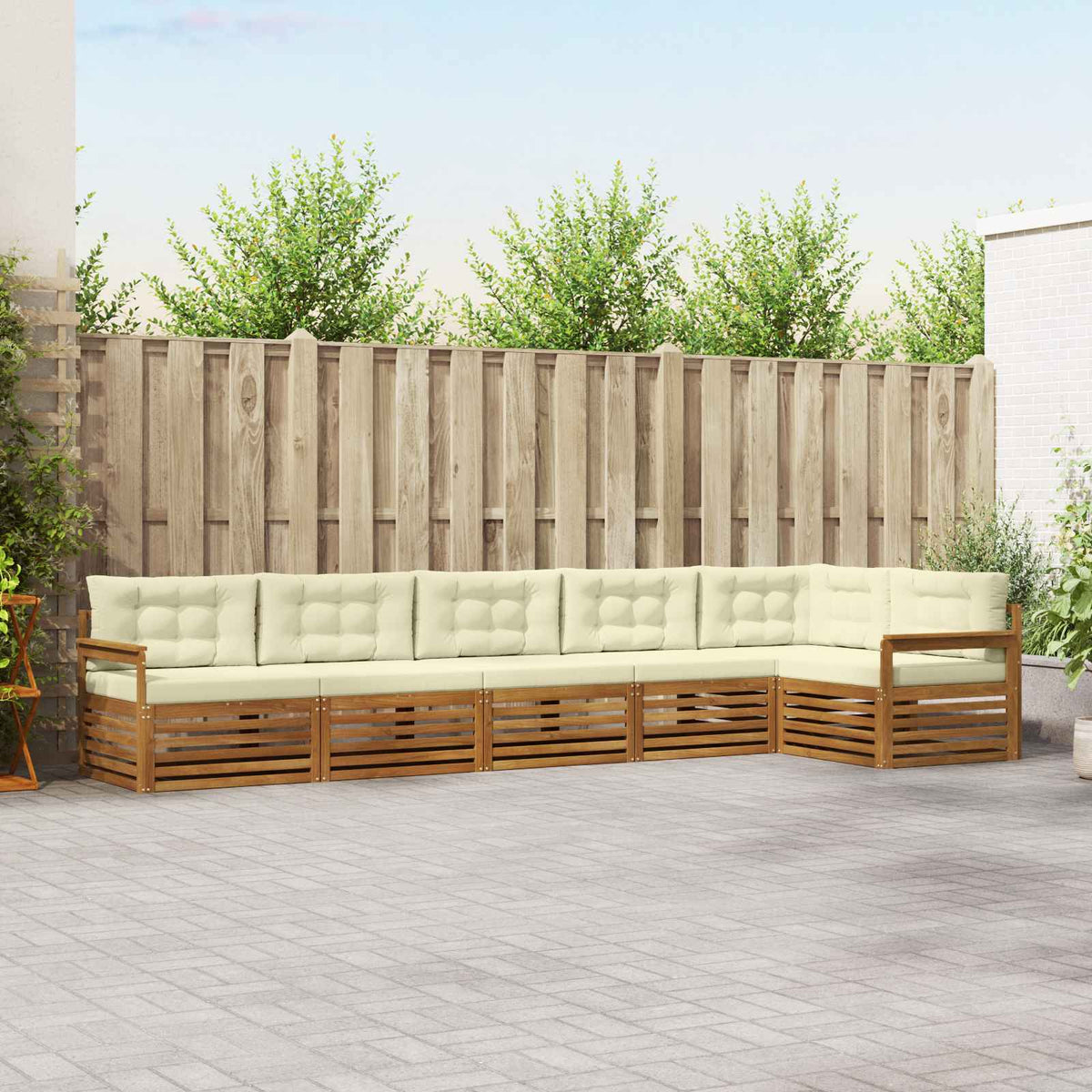 Outdoor-Sofagarnitur 6 stk. Natur und Creme