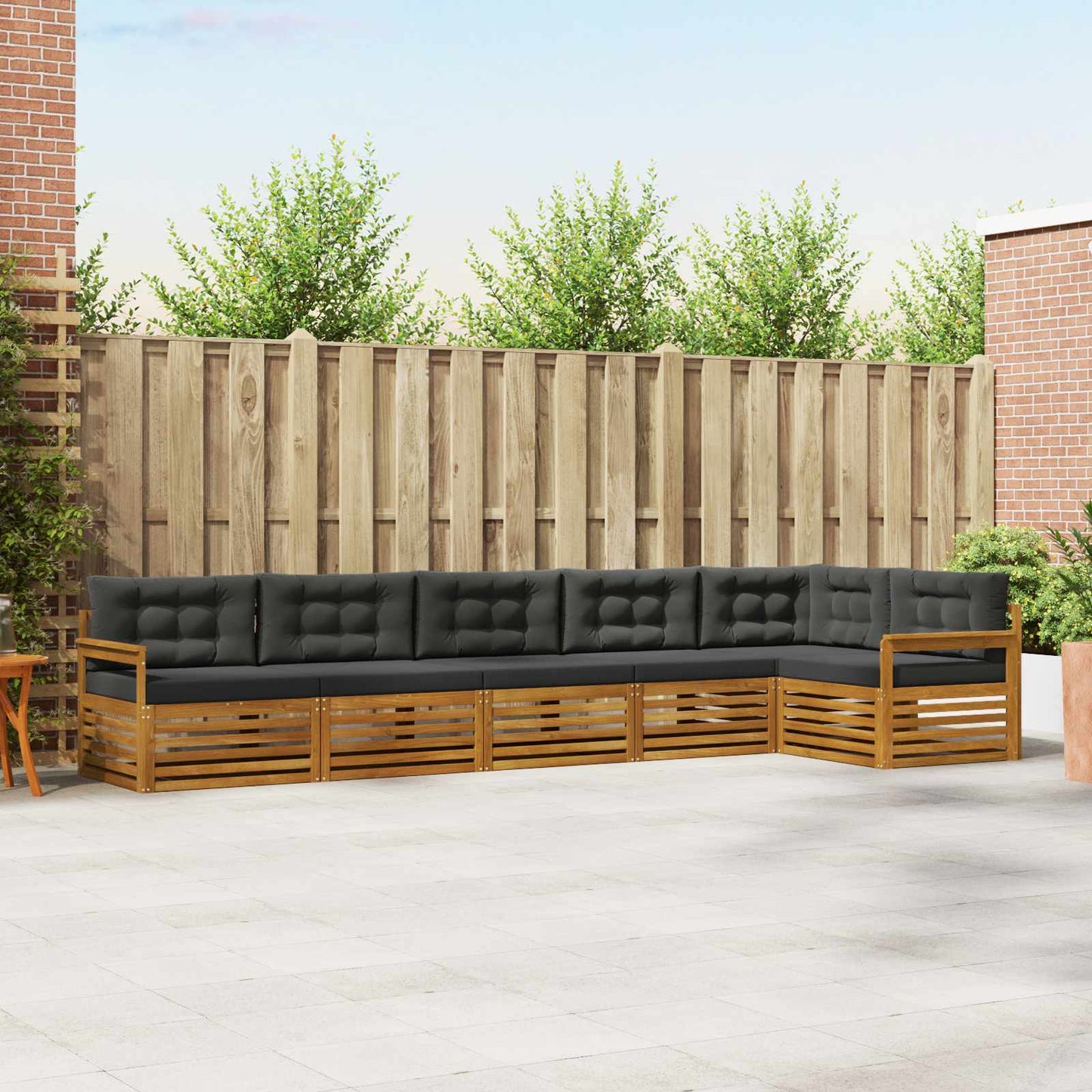 Outdoor-Sofagarnitur mit Kissen 6 pcs Natur und Anthrazit