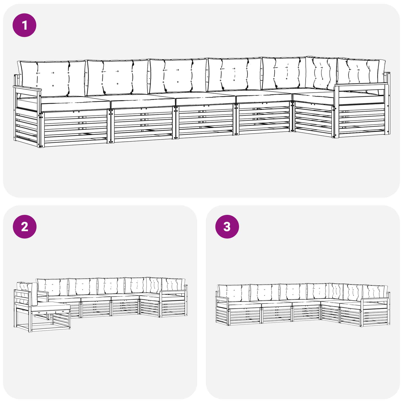 Outdoor-Sofagarnitur mit Kissen 6 pcs Natur und Anthrazit