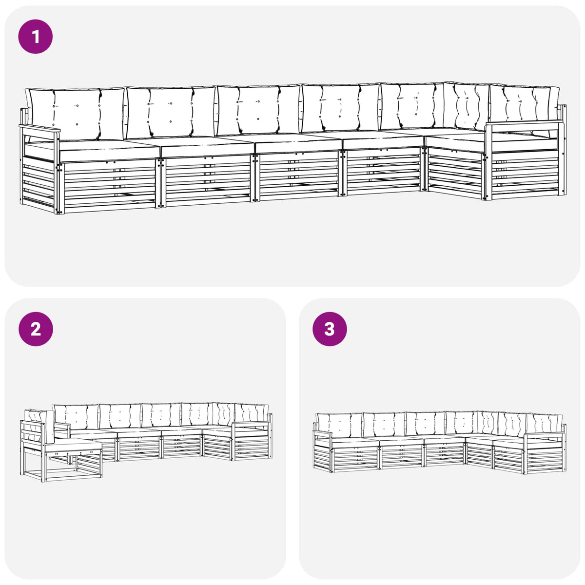 Outdoor-Sofagarnitur 6 stk. Natur und Anthrazit