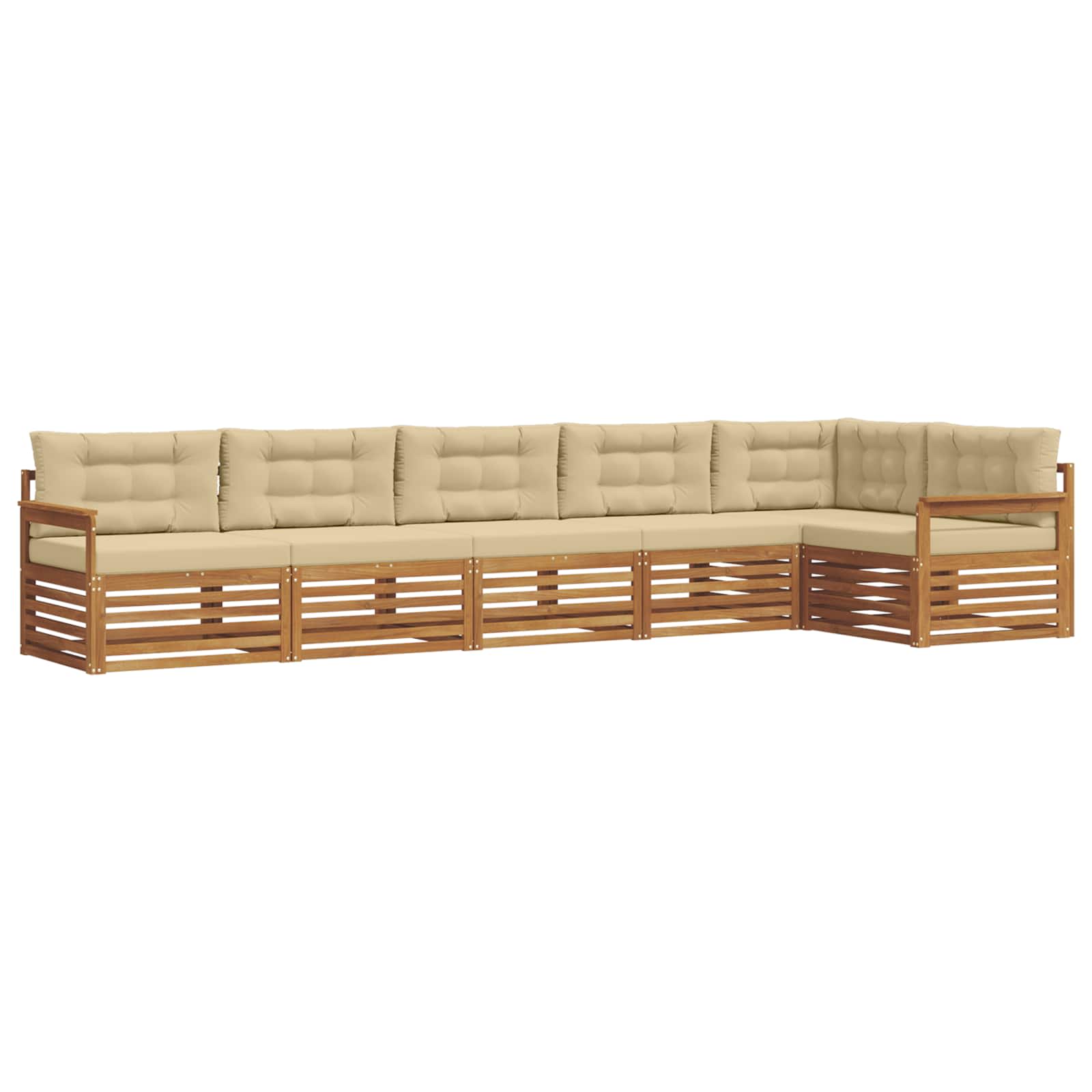 Outdoor-Sofagarnitur mit Kissen 6 pcs Natur und Beige