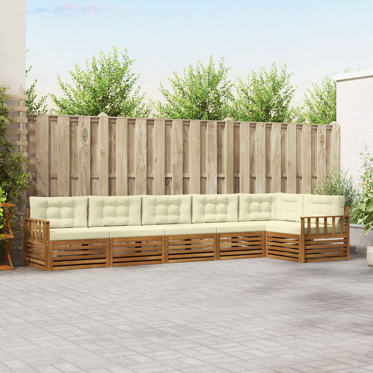 Outdoor-Sofagarnitur 6 stk. Natur und Creme