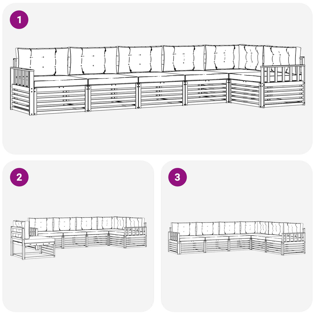 Outdoor-Sofagarnitur 6 stk. Natur und Creme