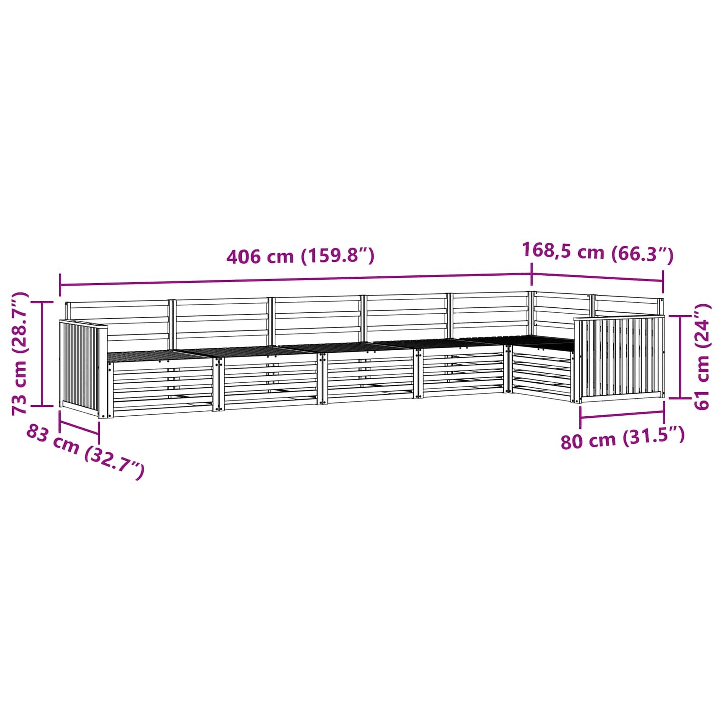 Outdoor-Sofagarnitur 6 pcs Natur Massivholz Akazie