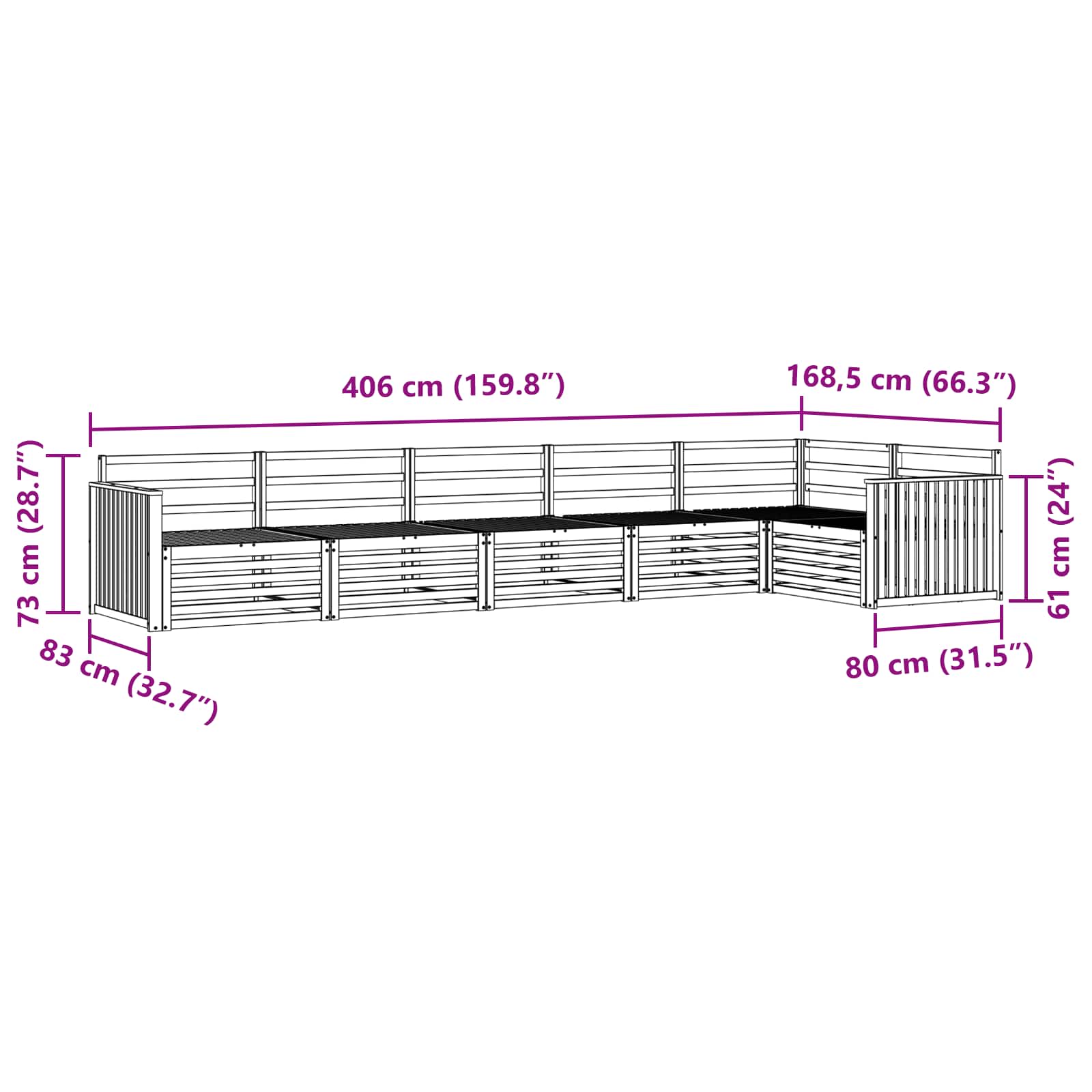 Outdoor-Sofagarnitur 6 pcs Natur Massivholz Akazie