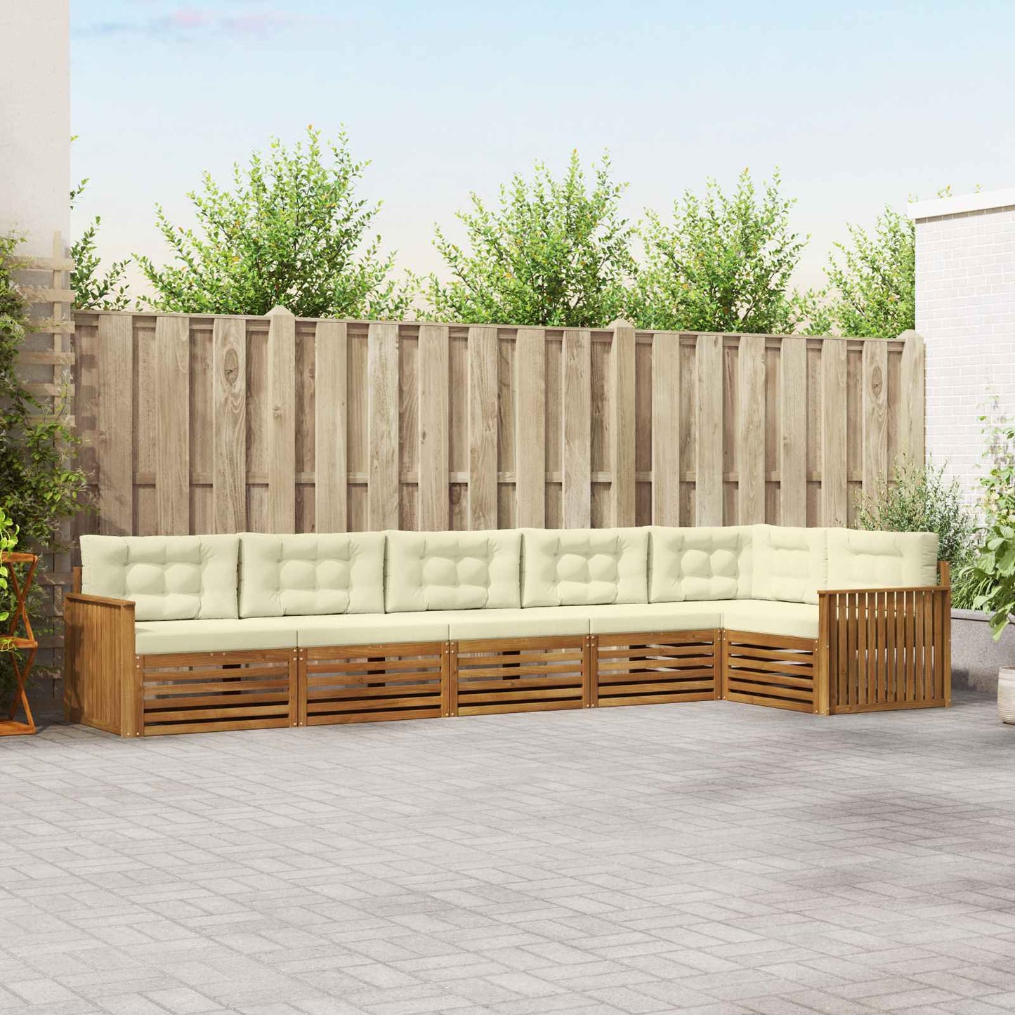Outdoor-Sofagarnitur mit Kissen 6 pcs Natur und Creme