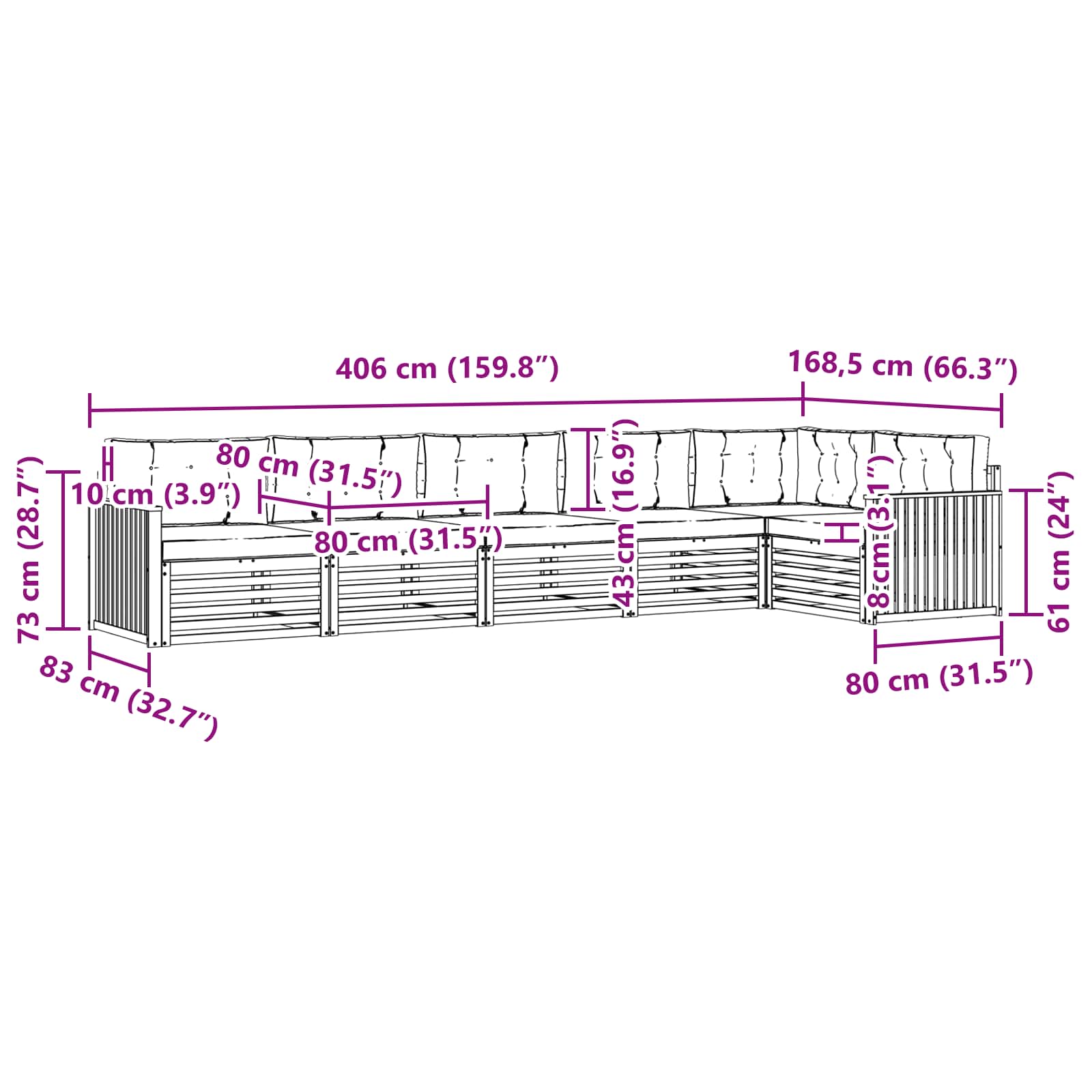 Outdoor-Sofagarnitur mit Kissen 6 pcs Natur und Creme