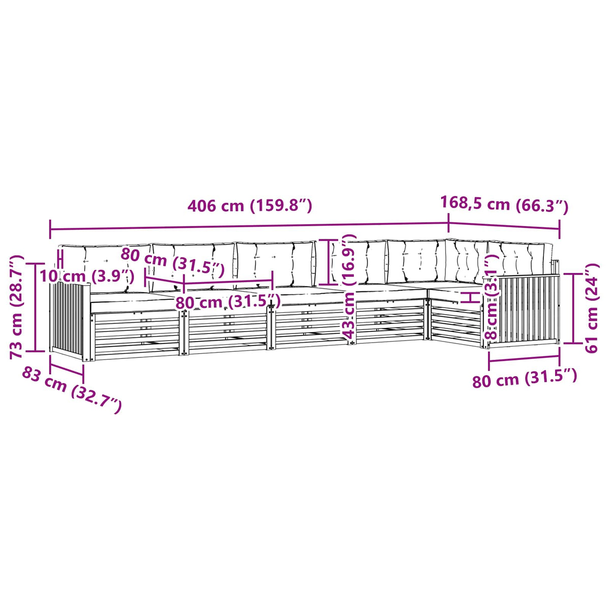 Outdoor-Sofagarnitur 6 stk. Natur und Anthrazit
