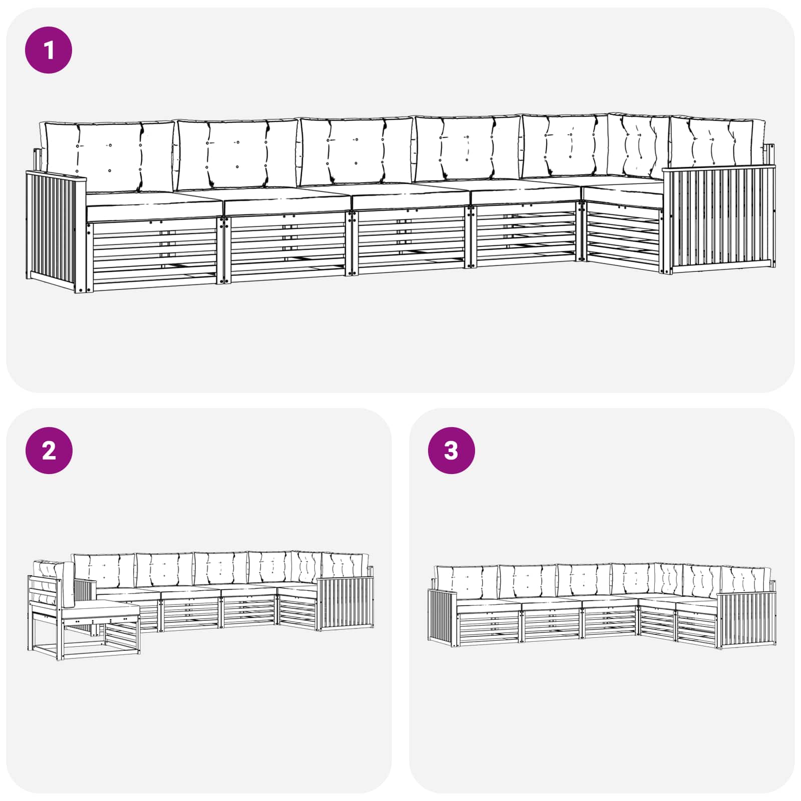 Outdoor-Sofagarnitur mit Kissen 6 pcs Natur und Anthrazit