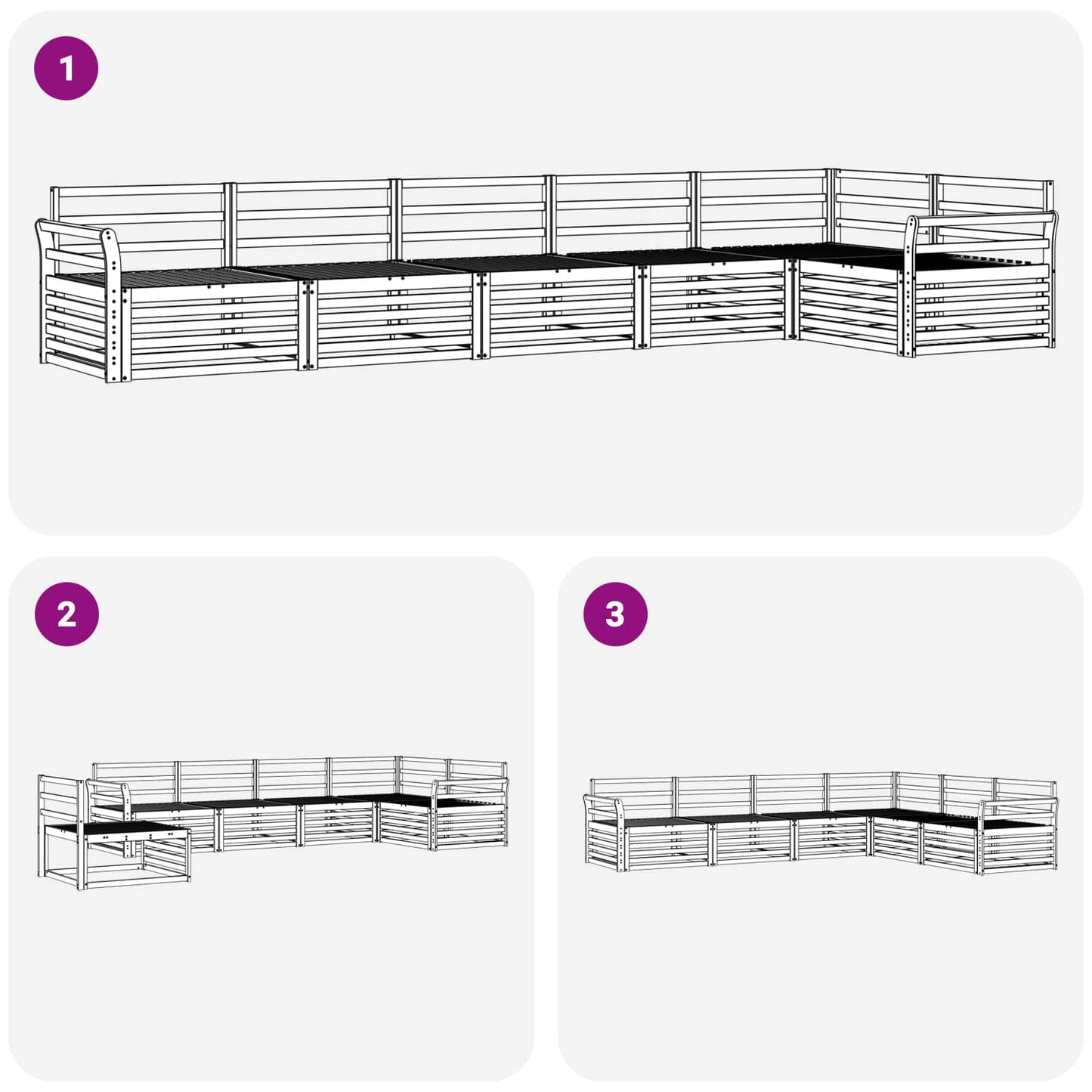Outdoor-Sofagarnitur 6 pcs Natur Massivholz Akazie