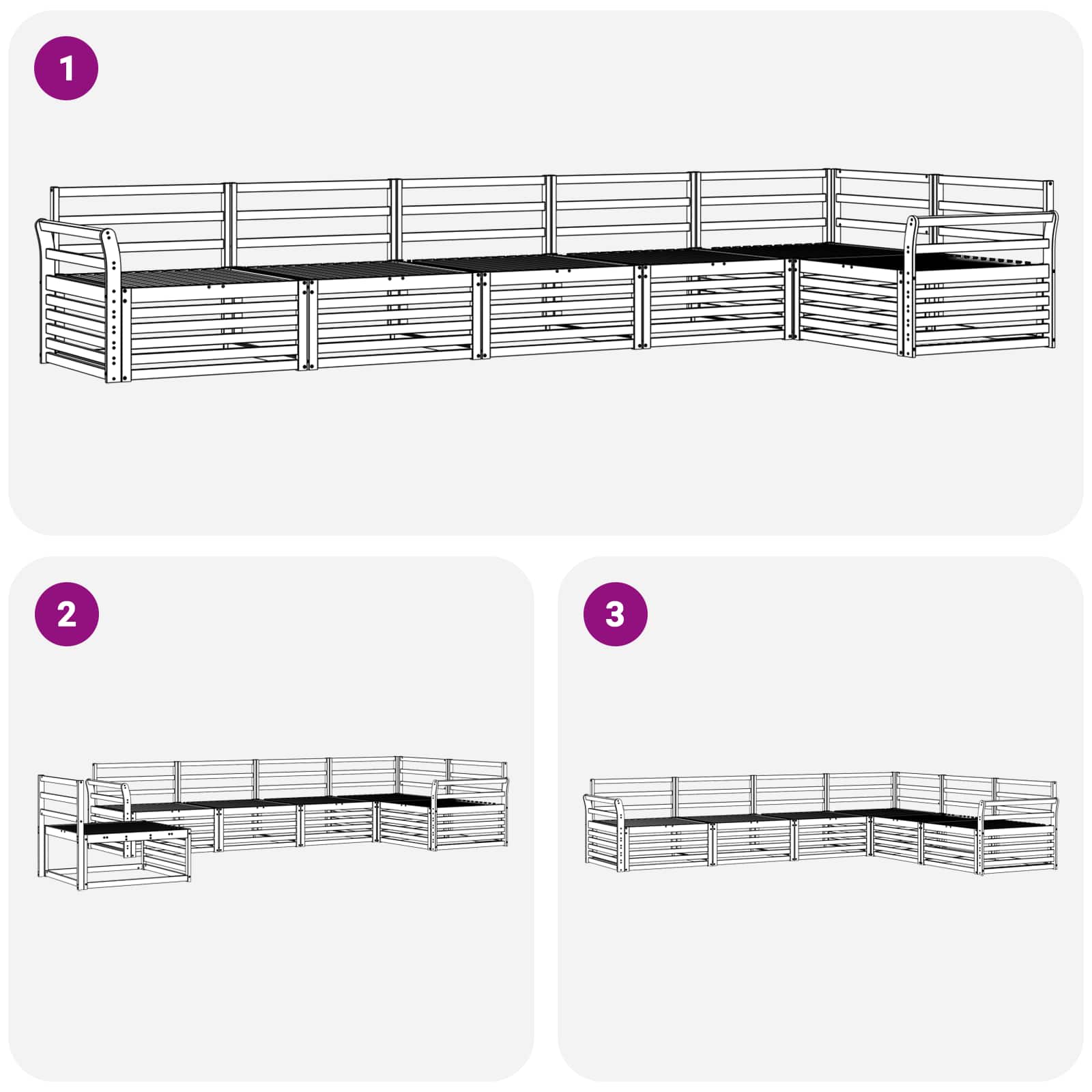 Outdoor-Sofagarnitur 6 pcs Natur Massivholz Akazie