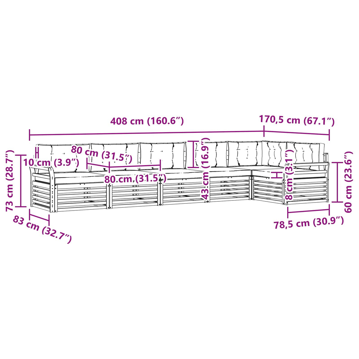 Outdoor-Sofagarnitur 6 stk. Natur und Creme