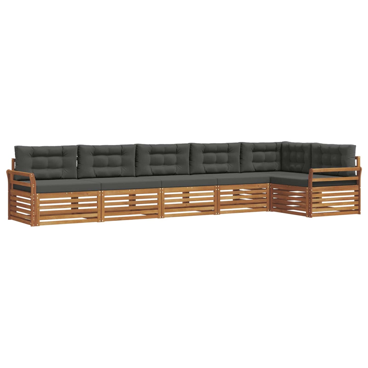 Outdoor-Sofagarnitur mit Kissen 6 pcs Natur und Anthrazit