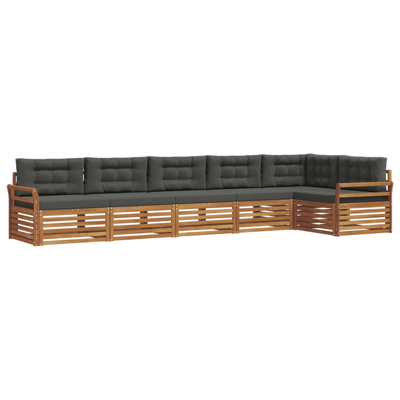 Outdoor-Sofagarnitur mit Kissen 6 pcs Natur und Anthrazit