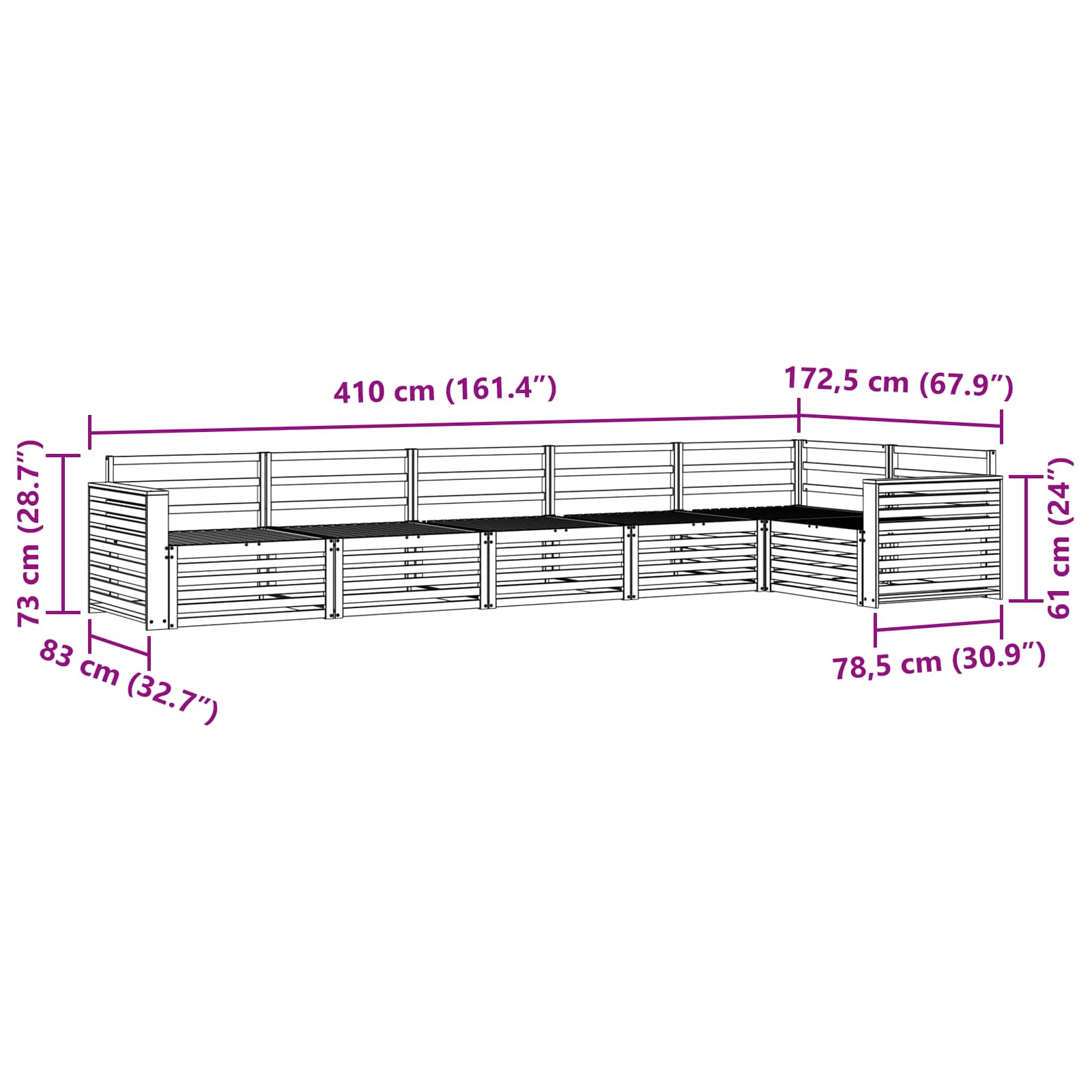 Outdoor-Sofagarnitur 6 pcs Natur Massivholz Akazie