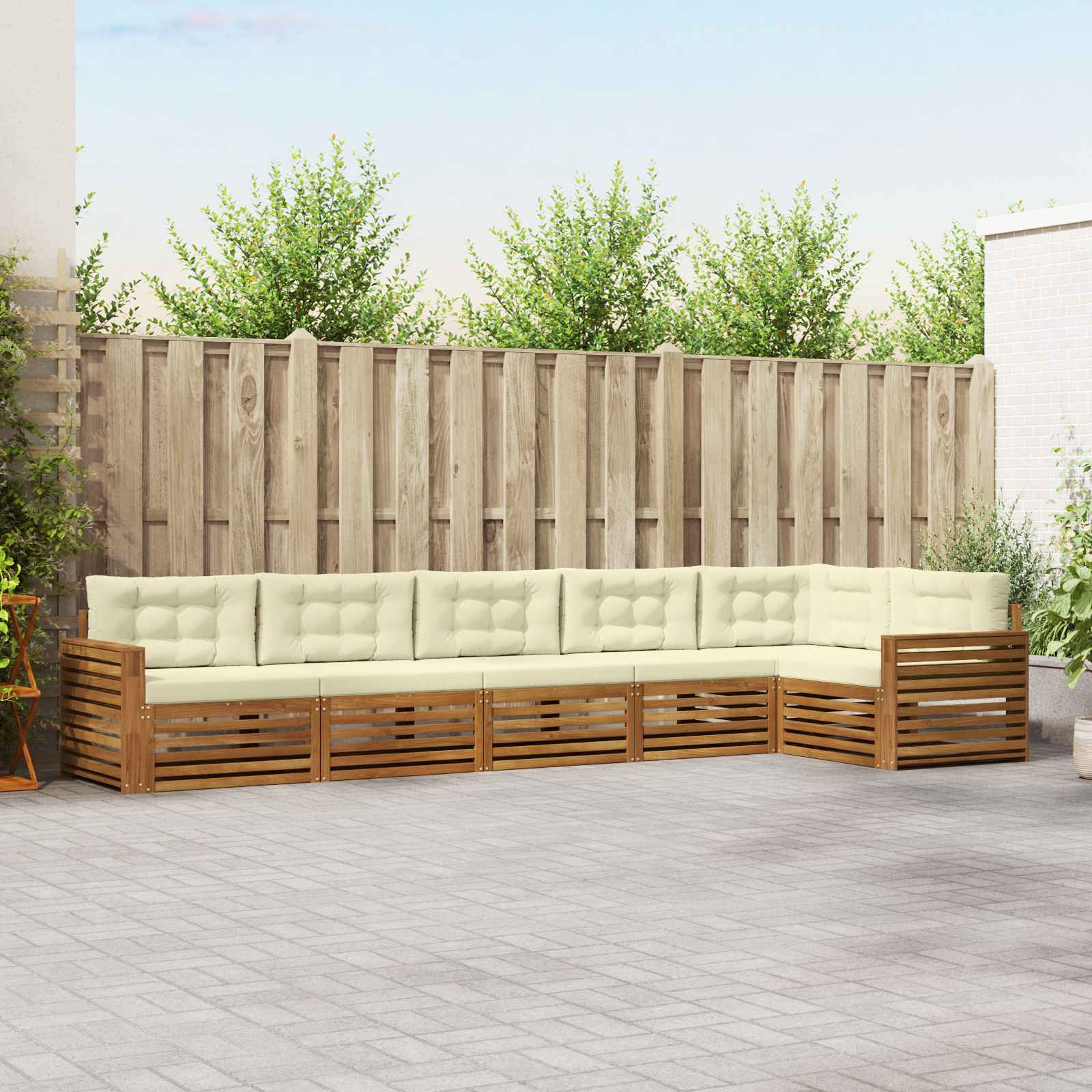 Outdoor-Sofagarnitur mit Kissen 6 pcs Natur und Creme