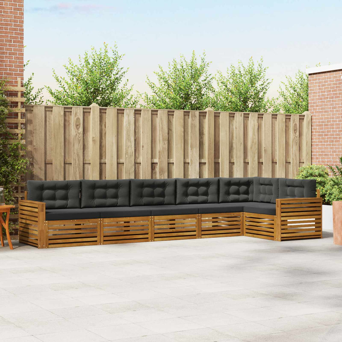 Outdoor-Sofagarnitur 6 stk. Natur und Anthrazit