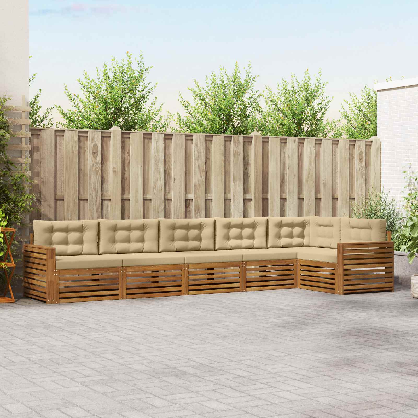 Outdoor-Sofagarnitur 6 stk. Natur und Beige
