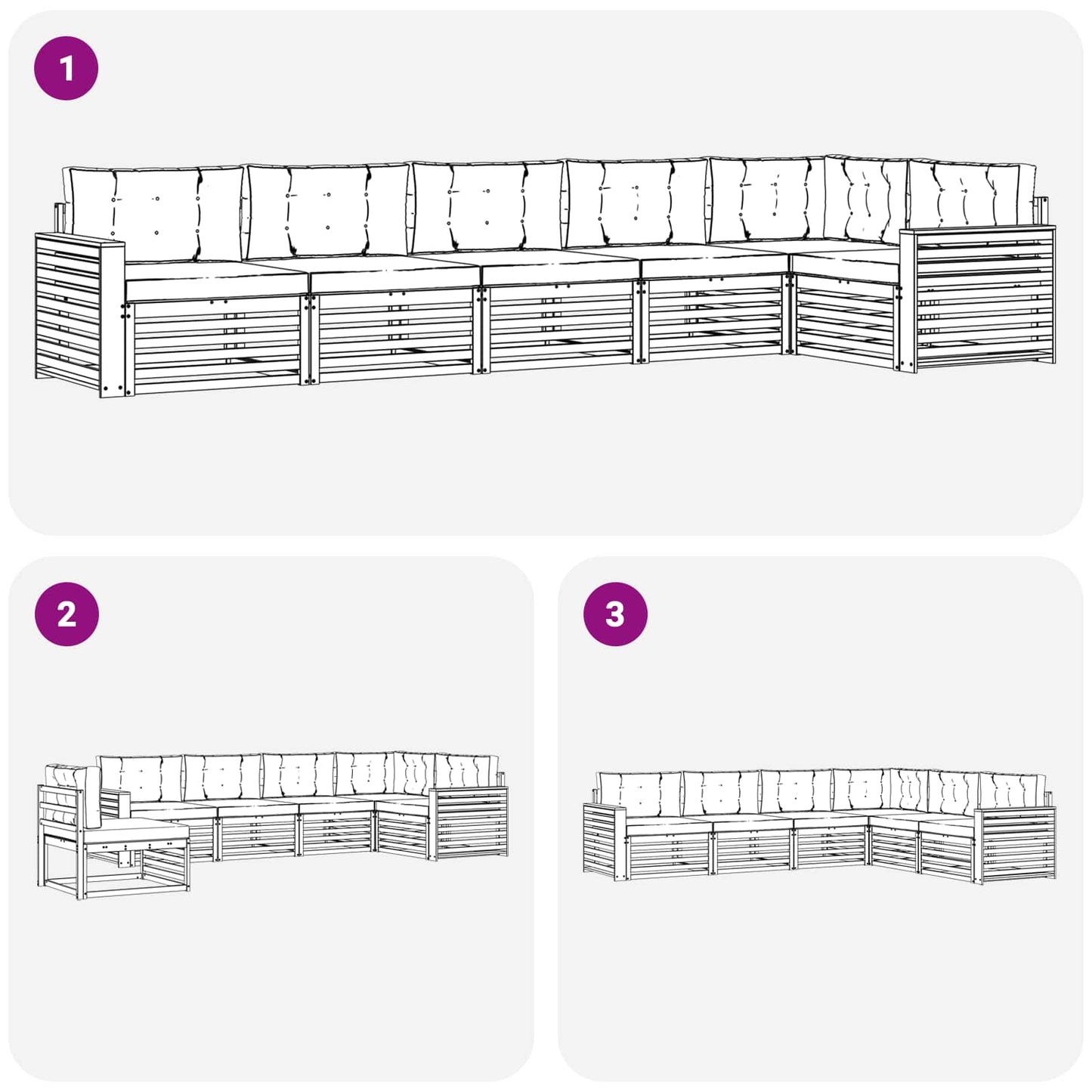 Outdoor-Sofagarnitur 6 stk. Natur und Beige