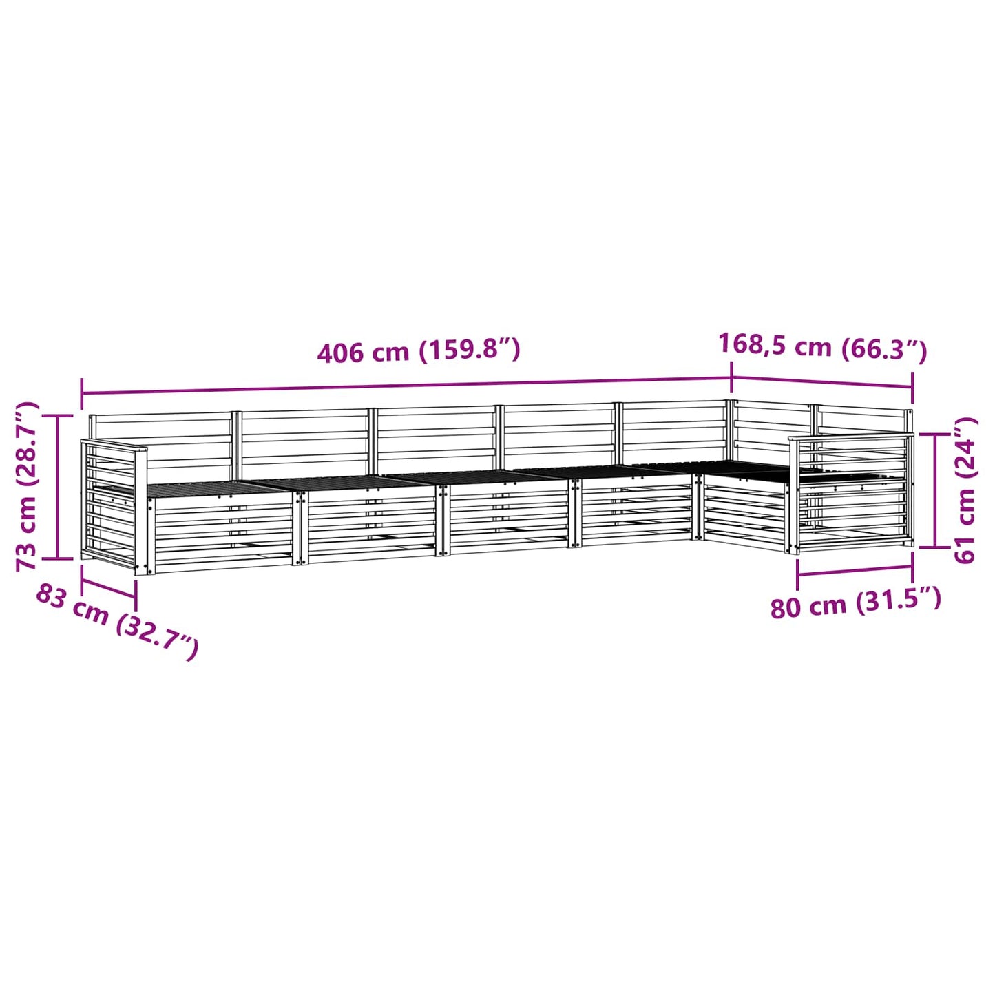 Outdoor-Sofagarnitur 6 pcs Natur Massivholz Akazie