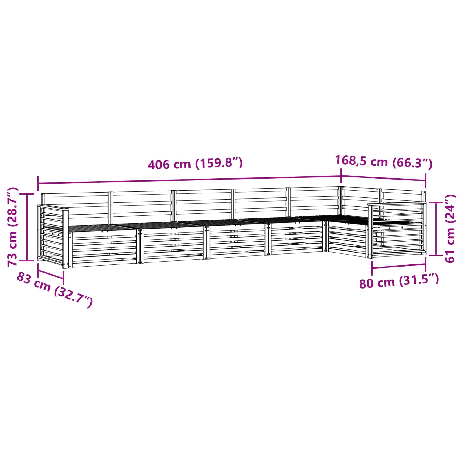 Outdoor-Sofagarnitur 6 pcs Natur Massivholz Akazie