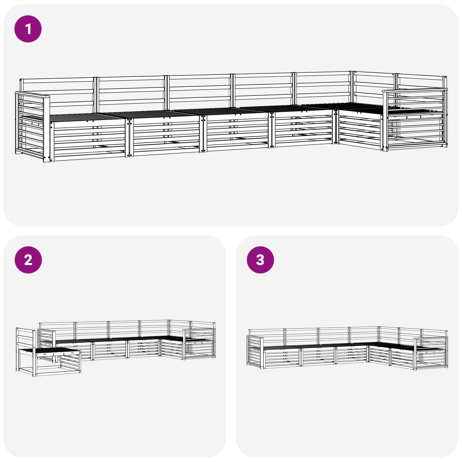 Outdoor-Sofagarnitur 6 pcs Natur Massivholz Akazie