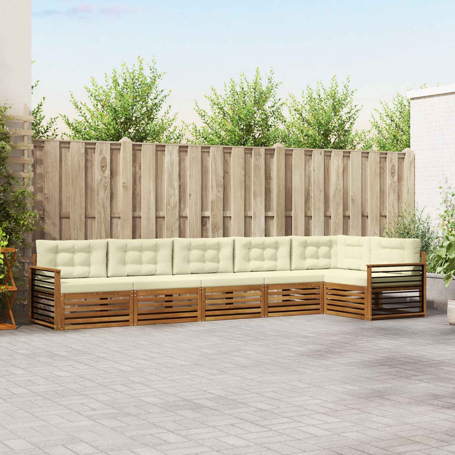 Outdoor-Sofagarnitur 6 stk. Natur und Creme