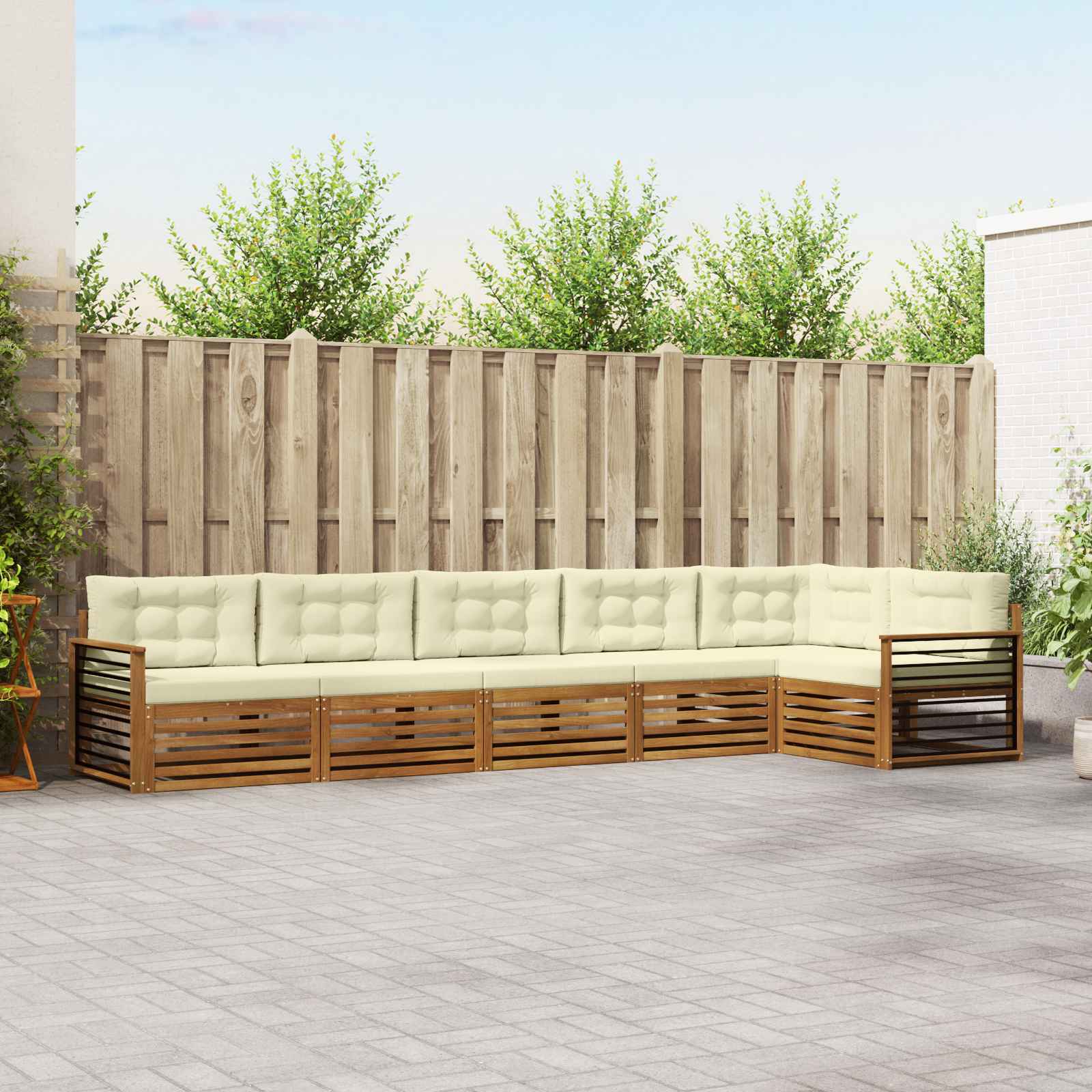 Outdoor-Sofagarnitur 6 stk. Natur und Creme
