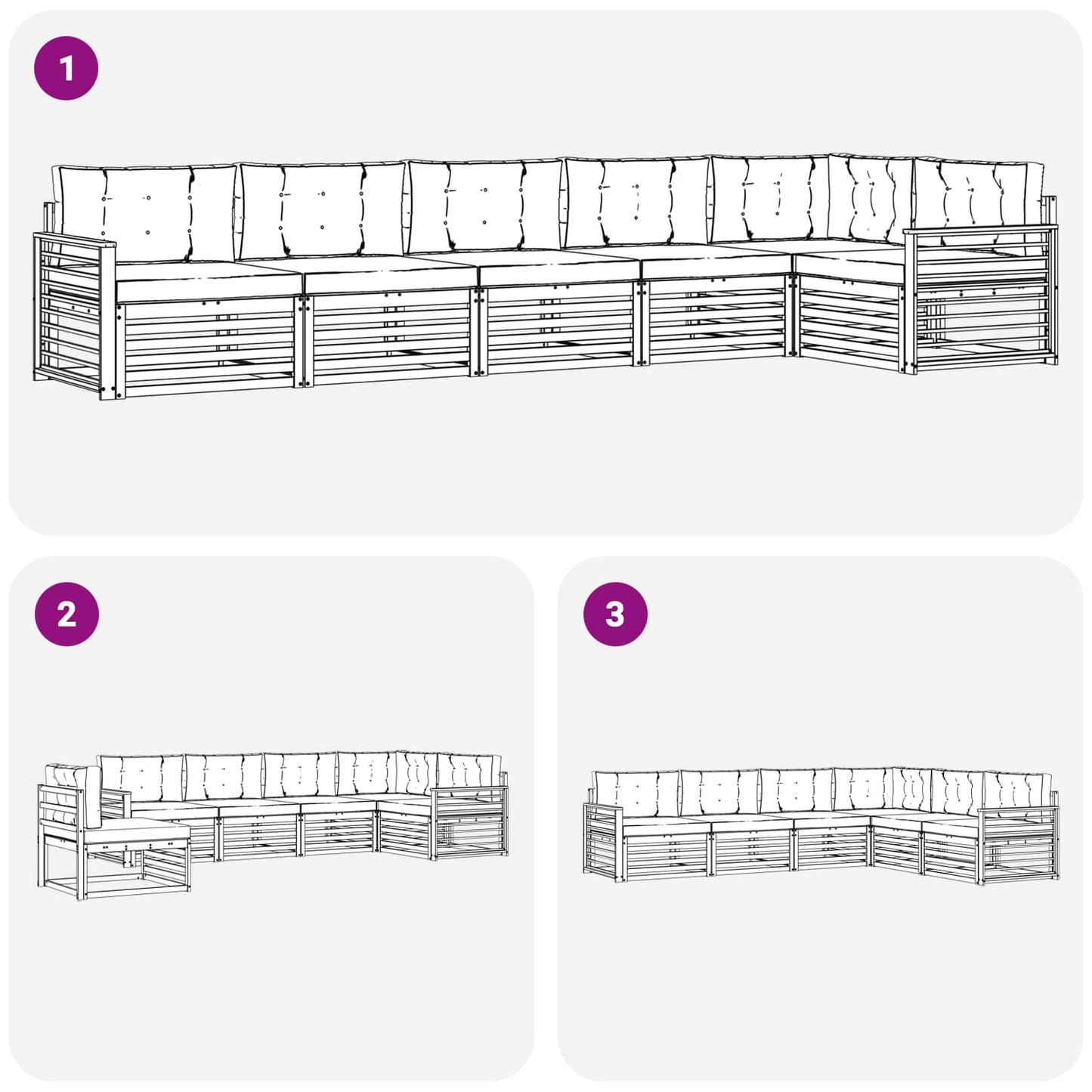 Outdoor-Sofagarnitur 6 stk. Natur und Creme