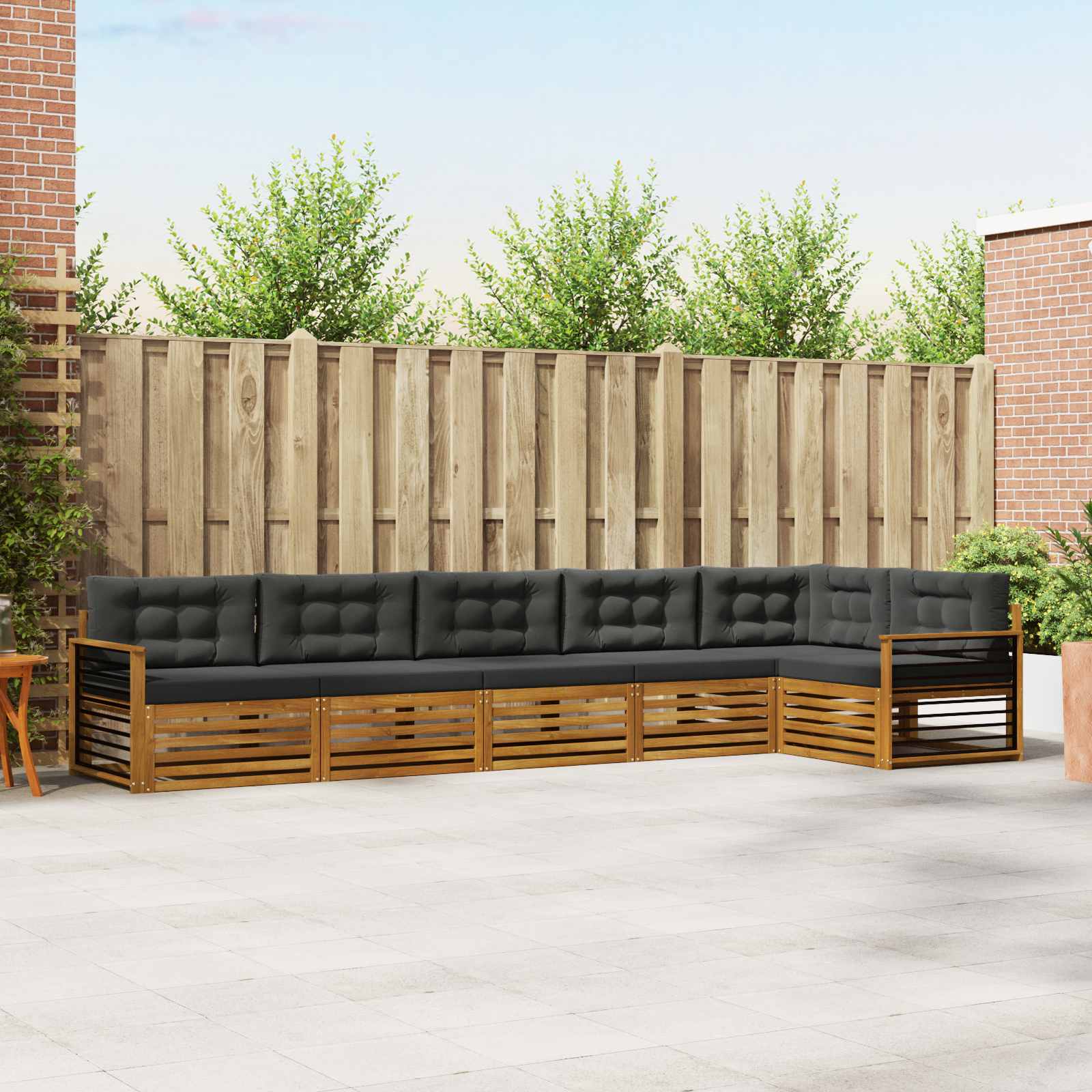 Outdoor-Sofagarnitur mit Kissen 6 pcs Natur und Anthrazit