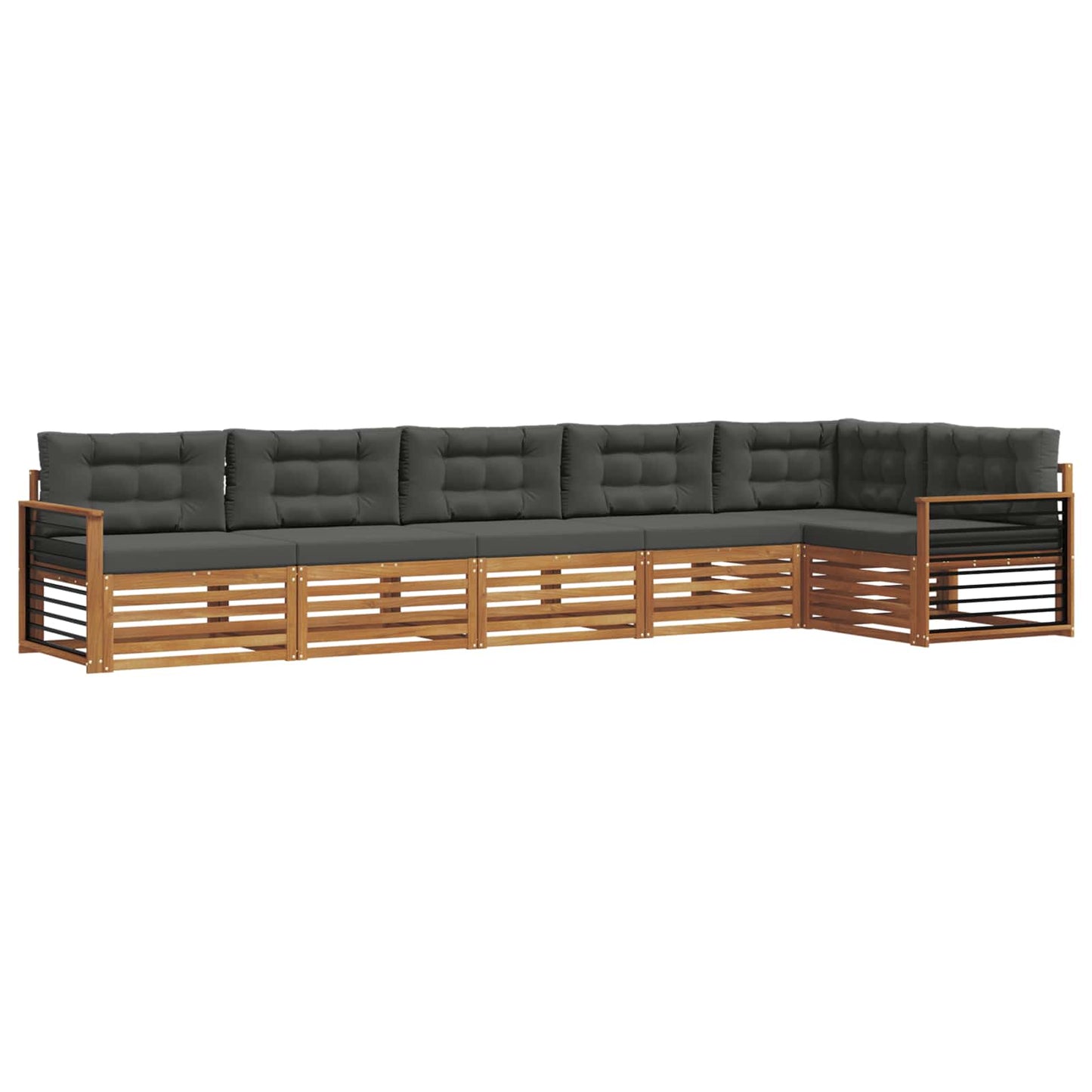 Outdoor-Sofagarnitur mit Kissen 6 pcs Natur und Anthrazit