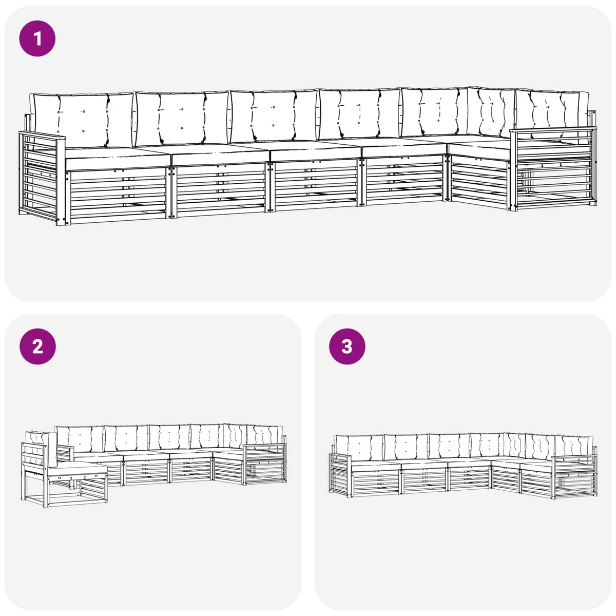 Outdoor-Sofagarnitur 6 stk. Natur und Anthrazit