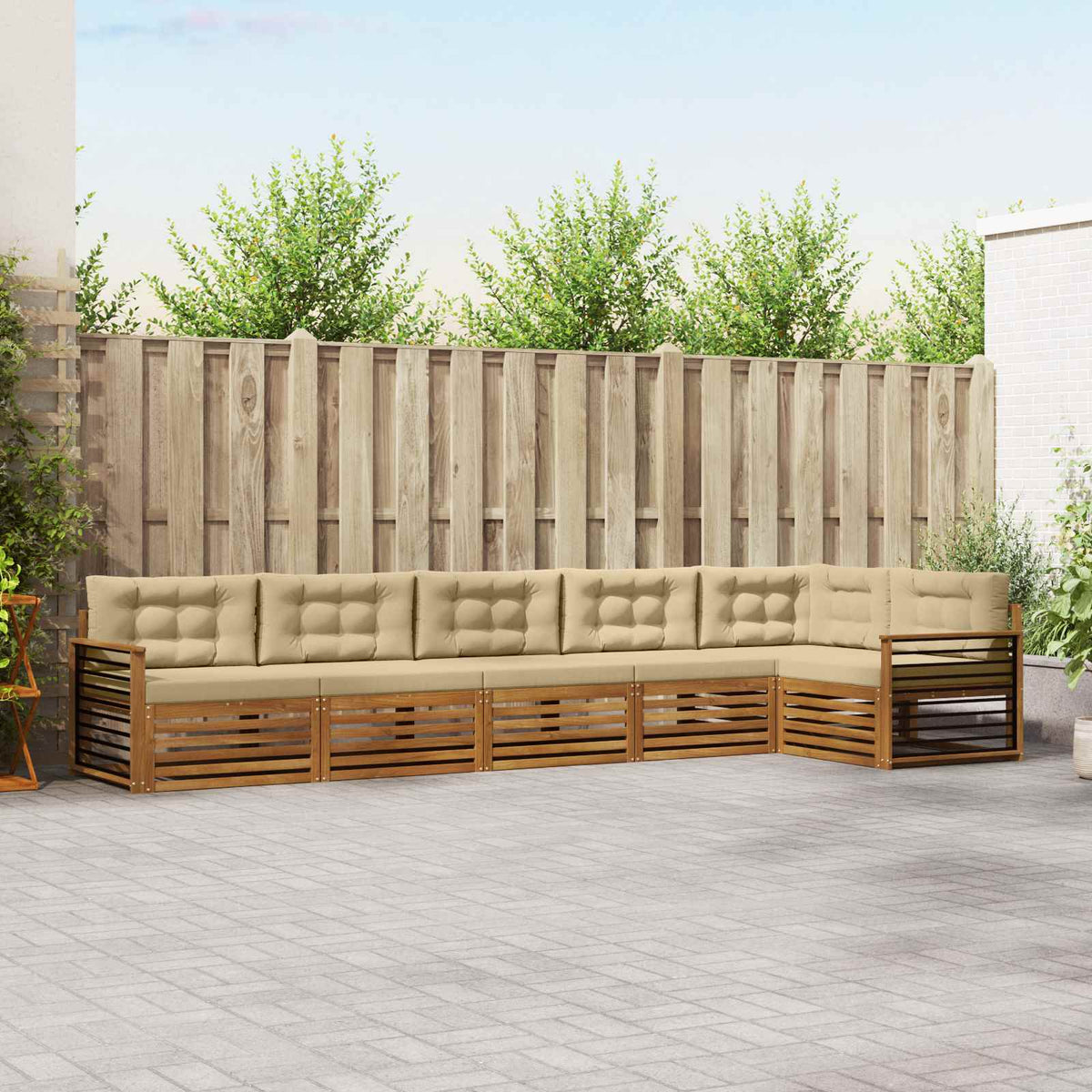 Outdoor-Sofagarnitur 6 stk. Natur und Beige