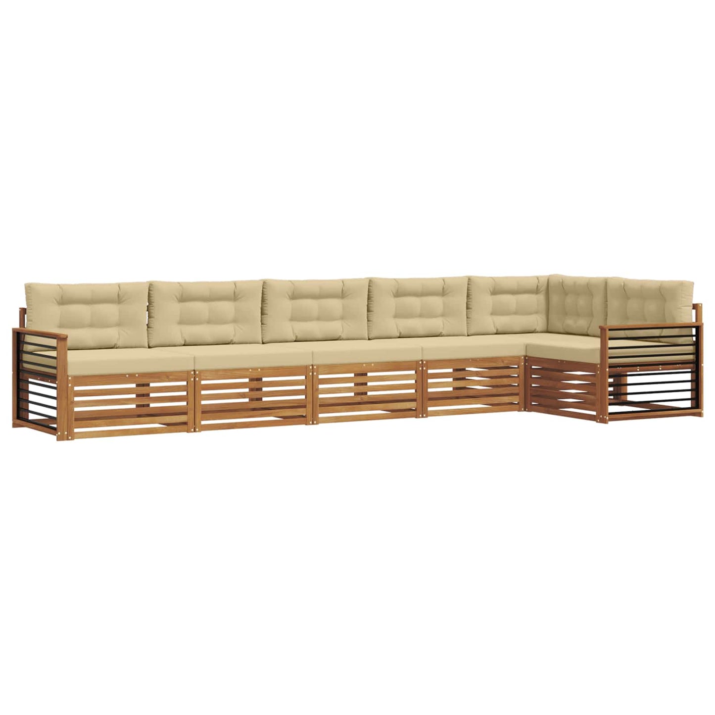 Outdoor-Sofagarnitur mit Kissen 6 pcs Natur und Beige