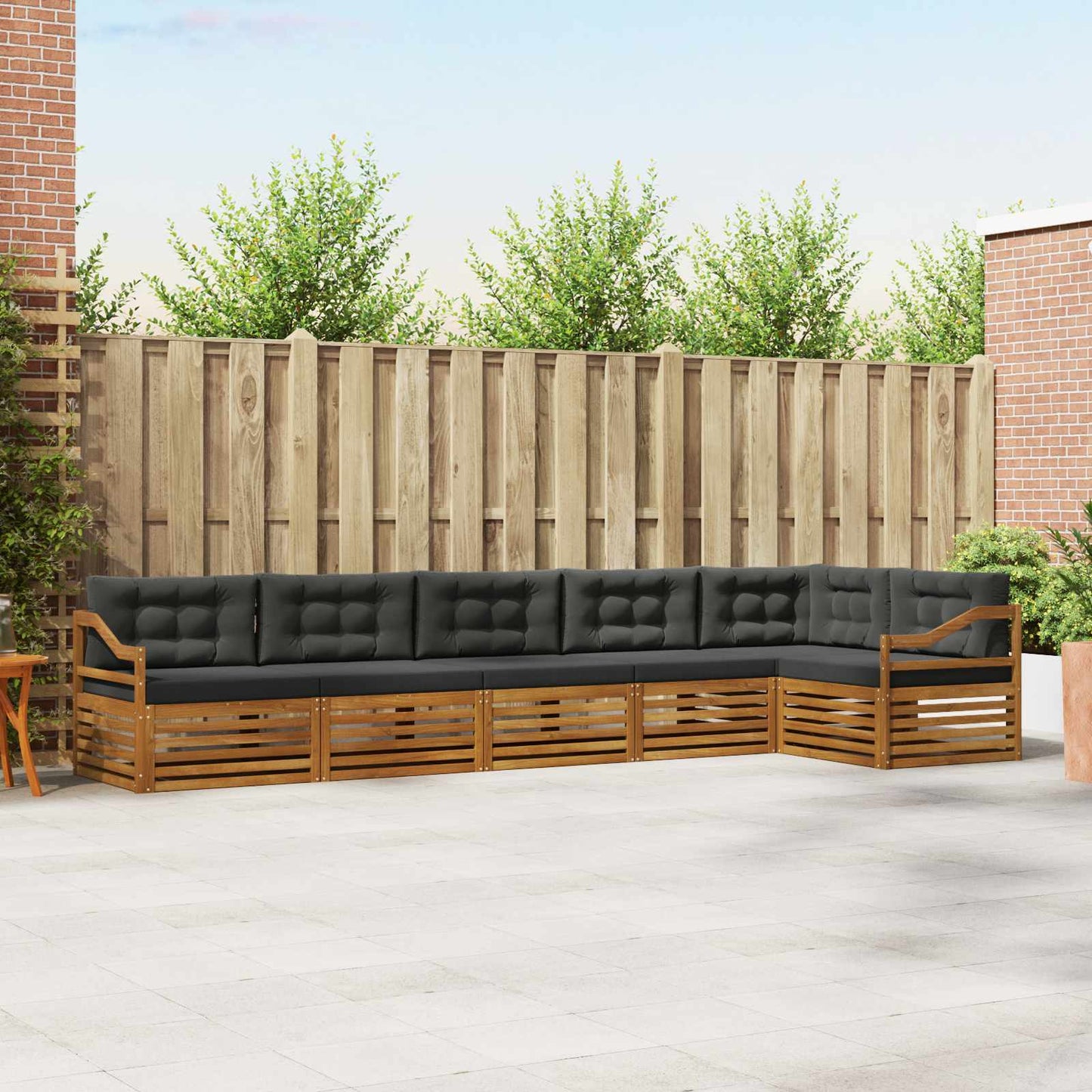 Outdoor-Sofagarnitur 6 stk. Natur und Anthrazit