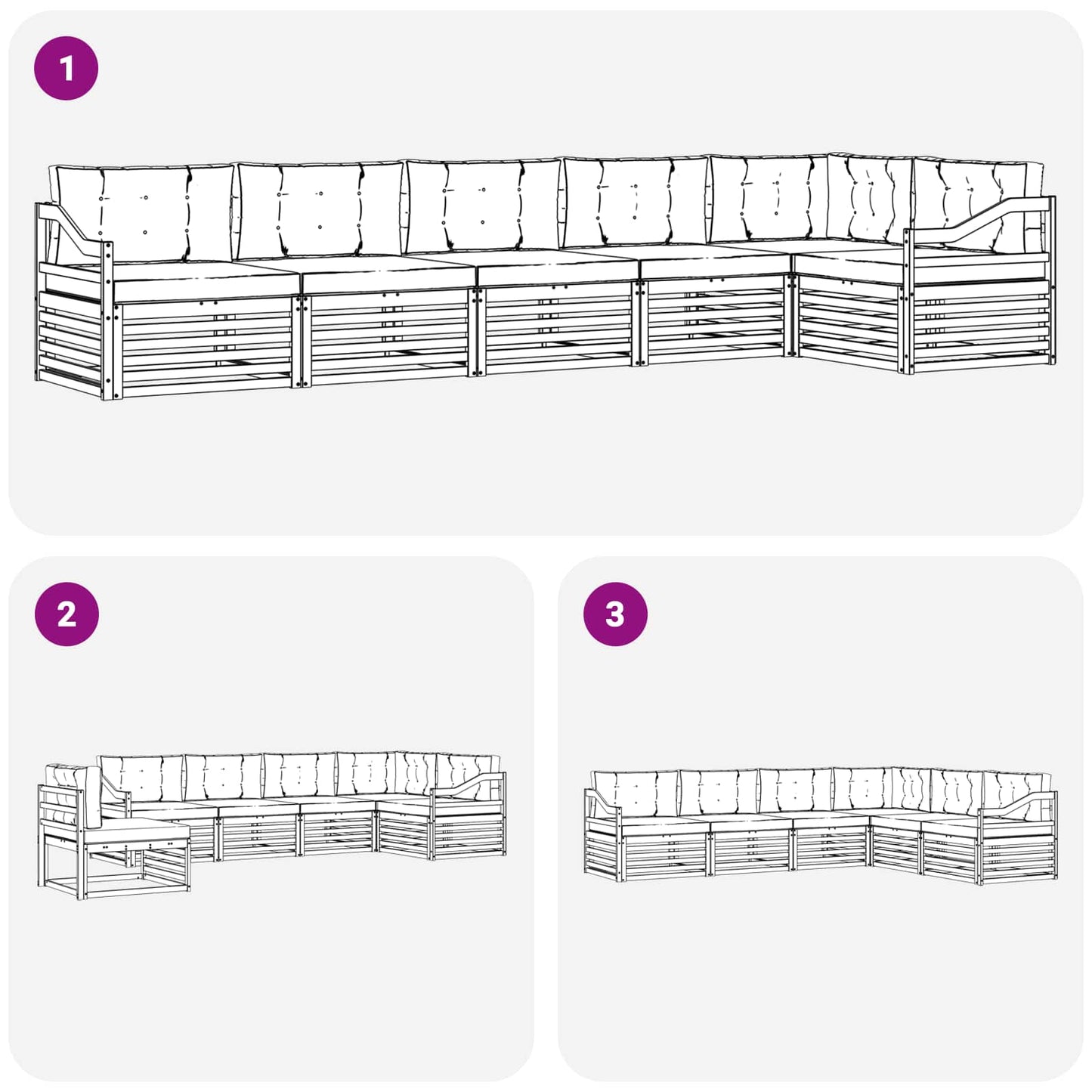 Outdoor-Sofagarnitur 6 stk. Natur und Anthrazit