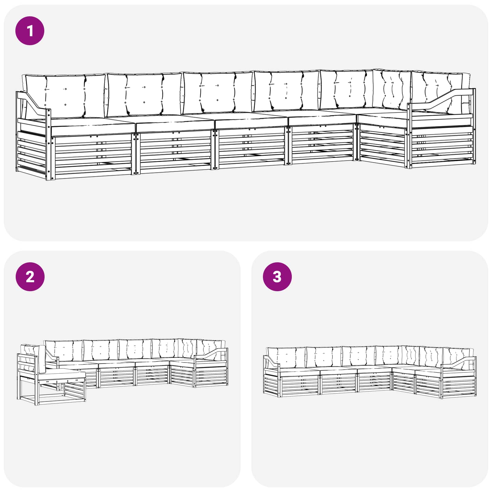 Outdoor-Sofagarnitur 6 stk. Natur und Anthrazit