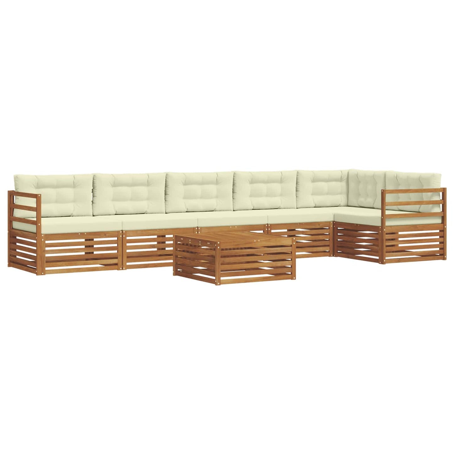 Outdoor-Sofagarnitur mit Kissen 7 pcs Natur und Creme