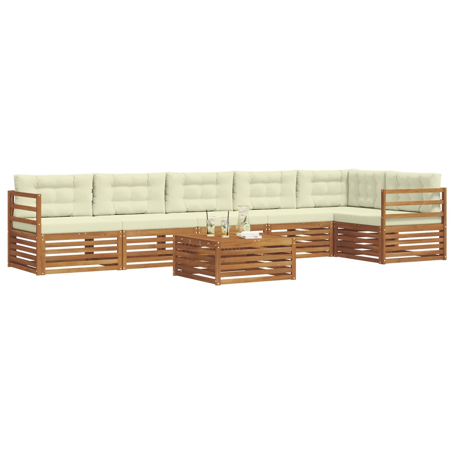 Outdoor-Sofagarnitur mit Kissen 7 pcs Natur und Creme