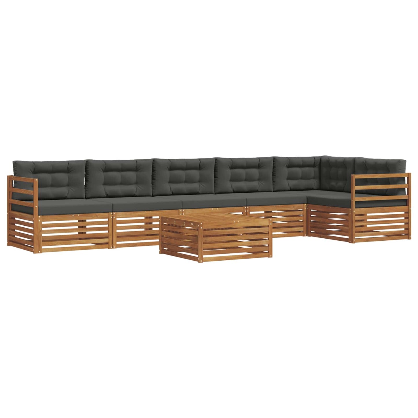 Outdoor-Sofagarnitur mit Kissen 7 pcs Natur und Anthrazit