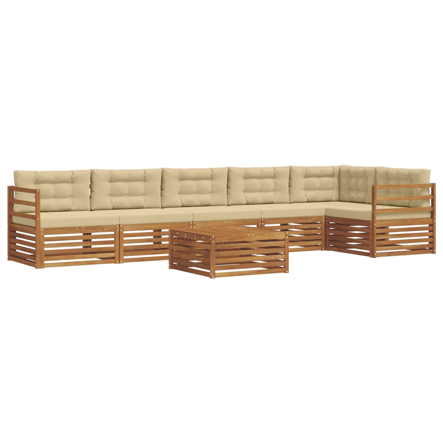 Outdoor-Sofagarnitur mit Kissen 7 pcs Natur und Beige