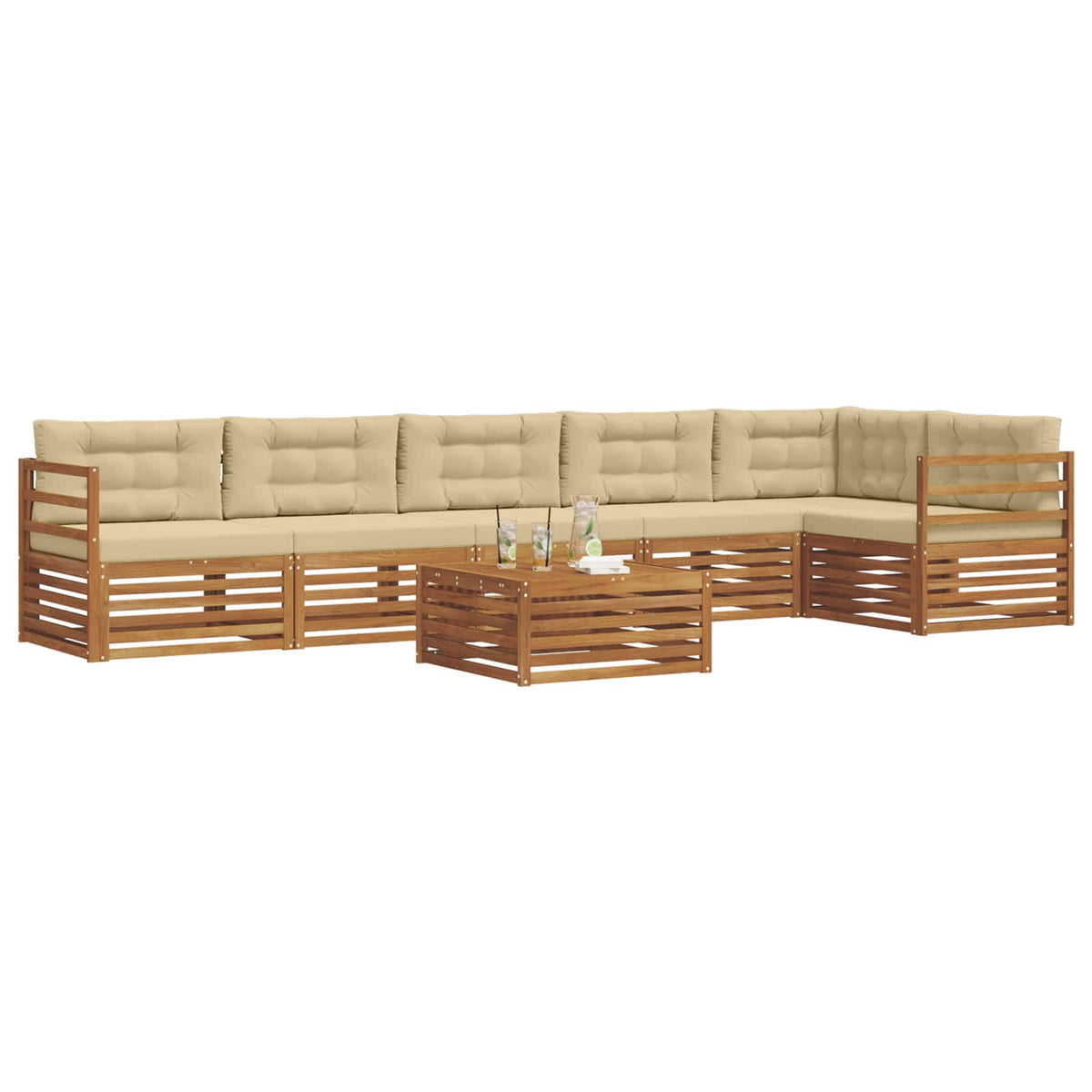 Outdoor-Sofagarnitur 7 stk. Natur und Beige