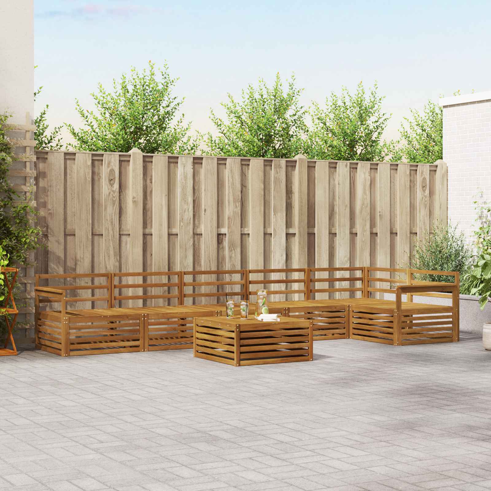 Outdoor-Sofagarnitur 7 pcs Natur