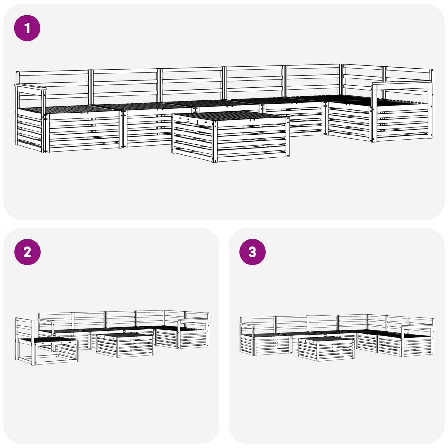 Outdoor-Sofagarnitur 7 pcs Natur