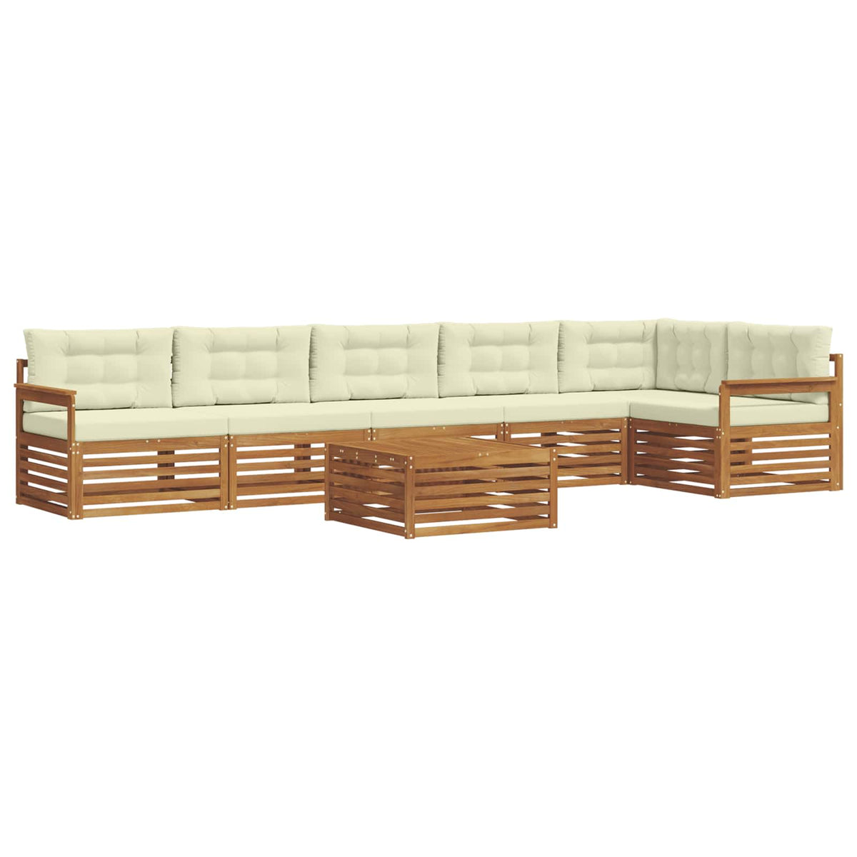Outdoor-Sofagarnitur 7 stk. Natur und Creme