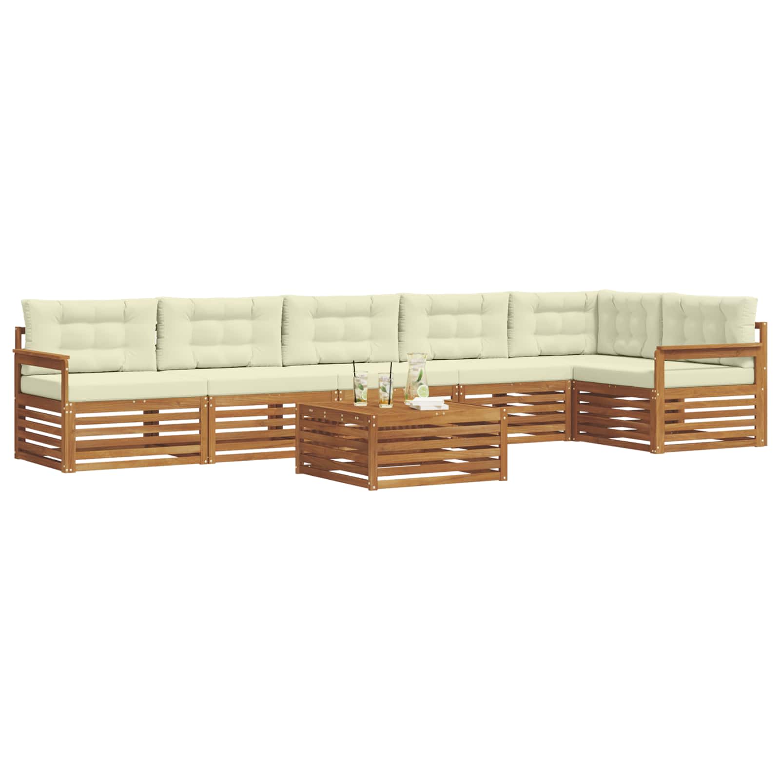 Outdoor-Sofagarnitur mit Kissen 7 pcs Natur und Creme