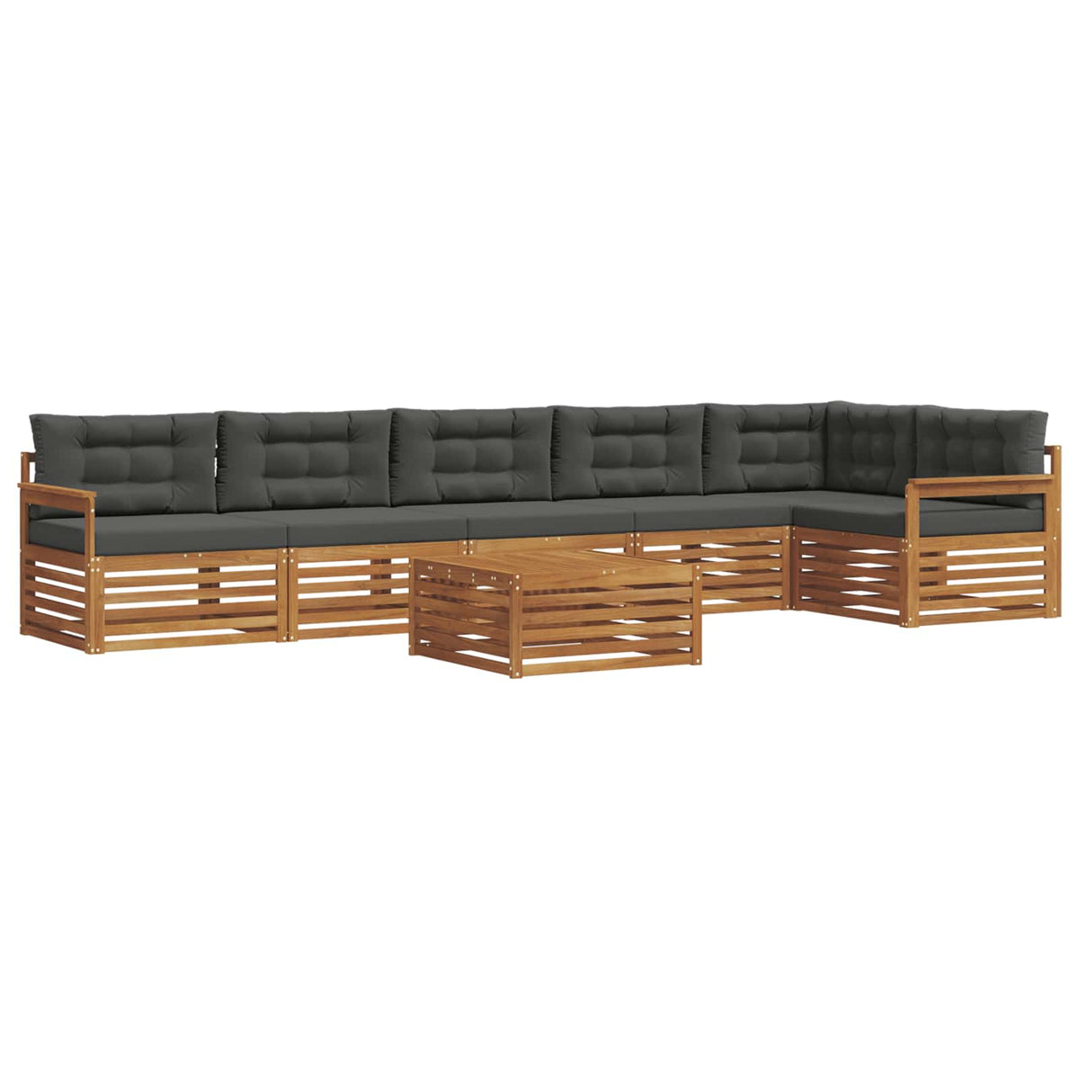 Outdoor-Sofagarnitur 7 stk. Natur und Anthrazit
