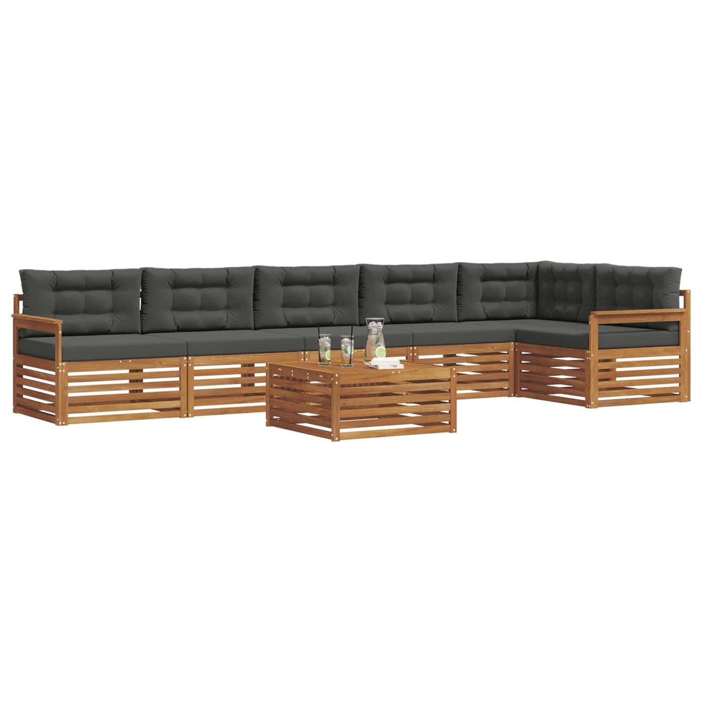 Outdoor-Sofagarnitur mit Kissen 7 pcs Natur und Anthrazit
