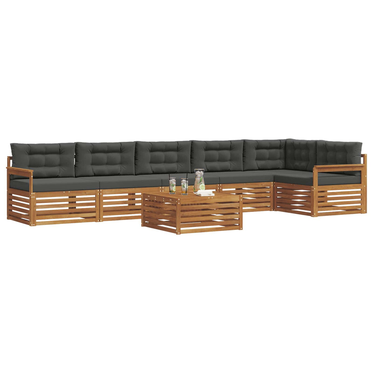 Outdoor-Sofagarnitur 7 stk. Natur und Anthrazit